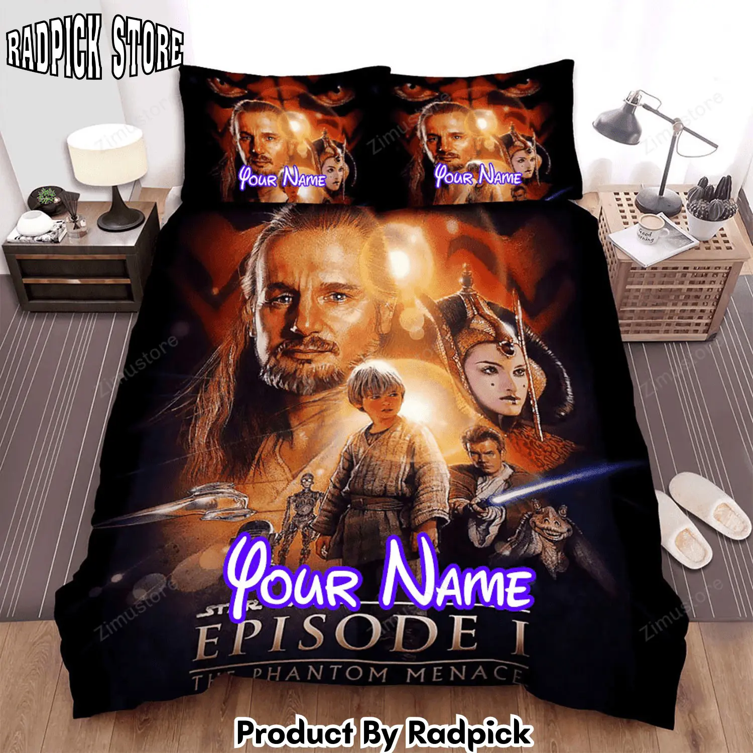 Radpick star wars episode i the phantom menace every saga has a beginning movie poster bed sheets spread comforter duvet cover personalized name bedding sets rp3271992